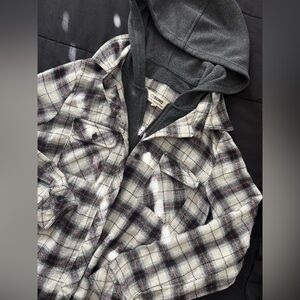 Plaid Hooded Shirt Jacket SIZE MEDIUM